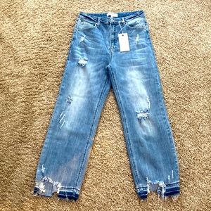 Risen High rise Crop Straight Leg Jeans